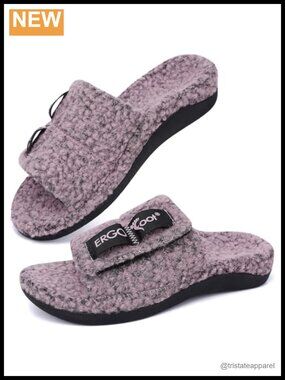 Orthotic Slippers Arch Support Faux Fur Slide Non-Slip Adjustable